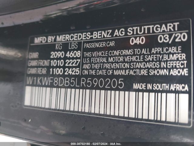 Photo 8 VIN: W1KWF8DB5LR590205 - MERCEDES-BENZ C 300 