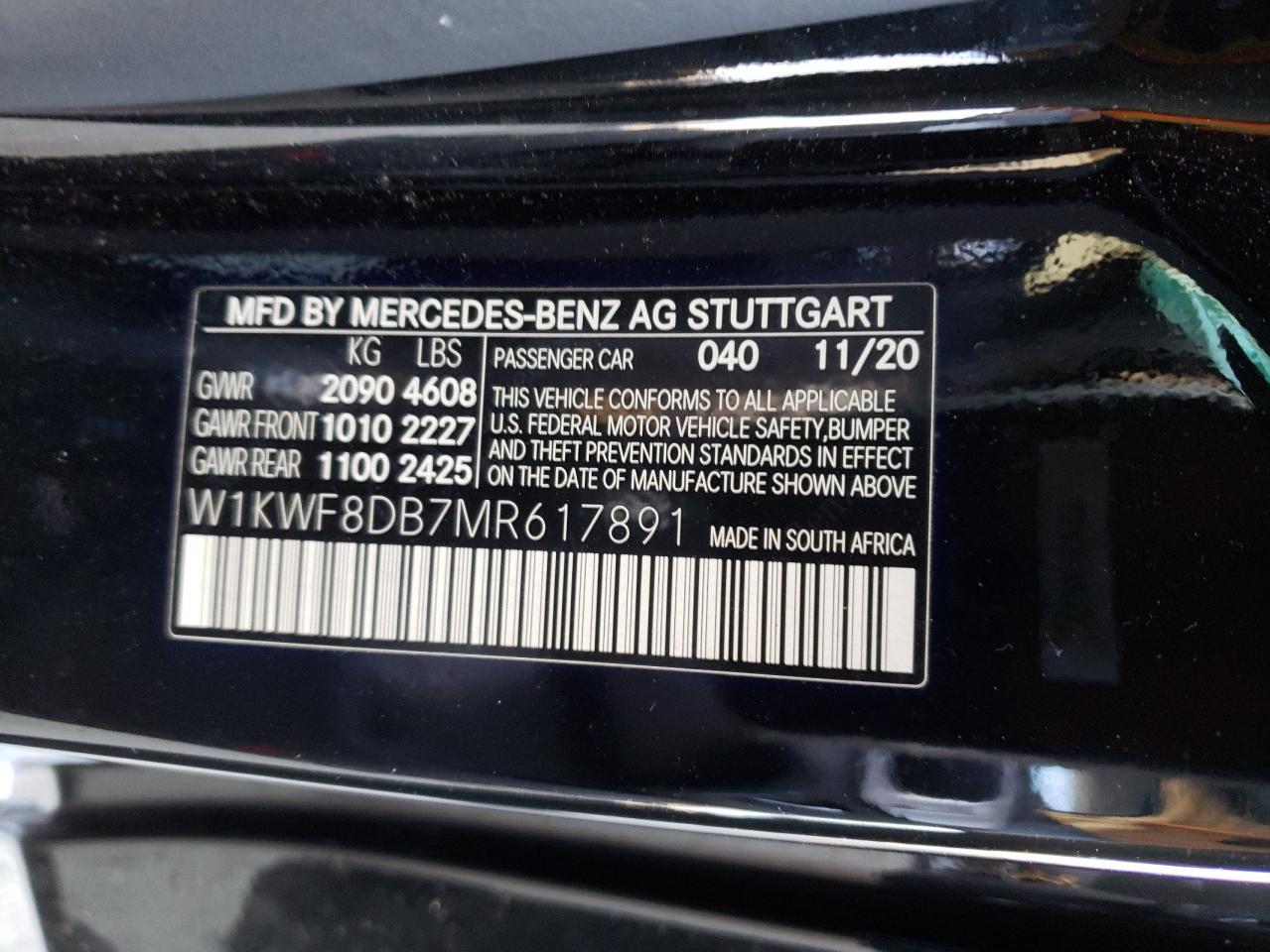 Photo 11 VIN: W1KWF8DB7MR617891 - MERCEDES-BENZ C-KLASSE 