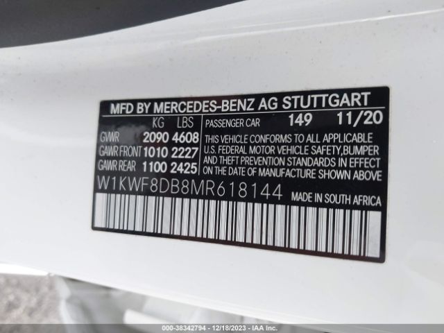 Photo 8 VIN: W1KWF8DB8MR618144 - MERCEDES-BENZ C 300 