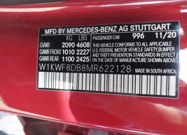 Photo 8 VIN: W1KWF8DB8MR622128 - MERCEDES-BENZ C-CLASS 