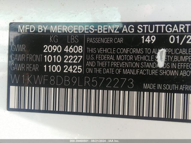 Photo 8 VIN: W1KWF8DB9LR572273 - MERCEDES-BENZ C 300 