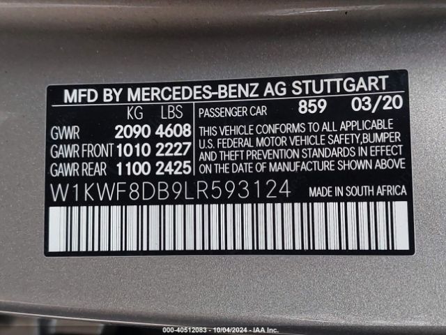 Photo 8 VIN: W1KWF8DB9LR593124 - MERCEDES-BENZ C-CLASS 