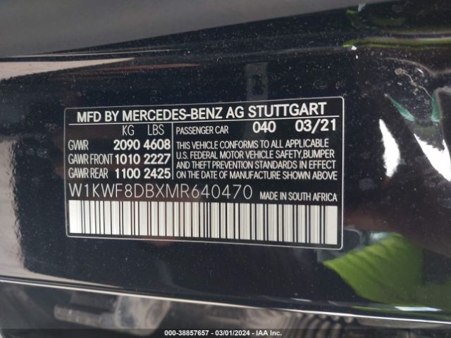 Photo 8 VIN: W1KWF8DBXMR640470 - MERCEDES-BENZ C 300 