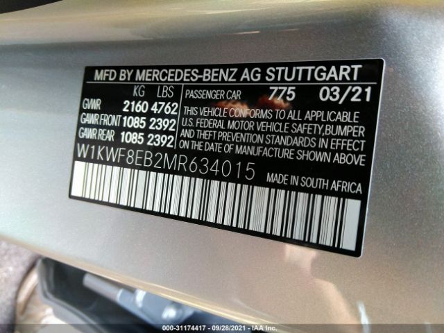 Photo 8 VIN: W1KWF8EB2MR634015 - MERCEDES-BENZ C-CLASS 