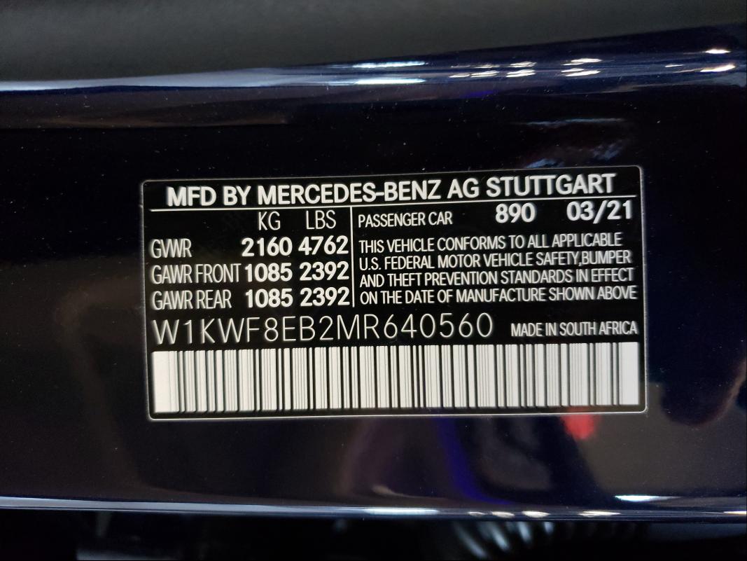 Photo 9 VIN: W1KWF8EB2MR640560 - MERCEDES-BENZ C 300 4MAT 