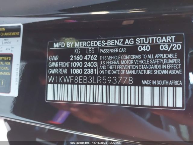 Photo 8 VIN: W1KWF8EB3LR593778 - MERCEDES-BENZ C-CLASS 