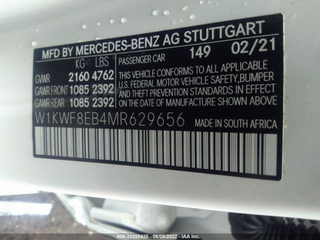 Photo 8 VIN: W1KWF8EB4MR629656 - MERCEDES-BENZ C-CLASS 