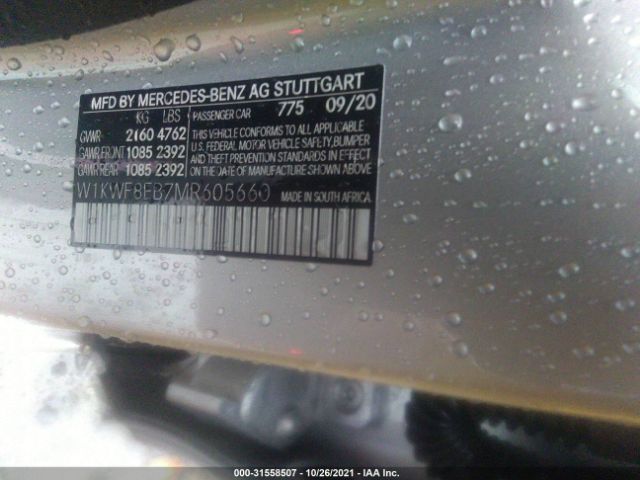 Photo 8 VIN: W1KWF8EB7MR605660 - MERCEDES-BENZ C 300 