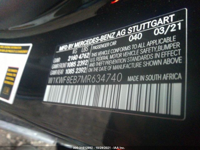 Photo 8 VIN: W1KWF8EB7MR634740 - MERCEDES-BENZ C-CLASS 