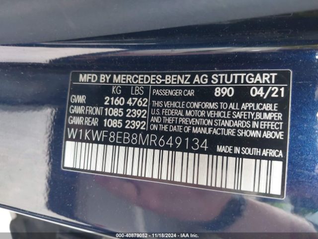 Photo 8 VIN: W1KWF8EB8MR649134 - MERCEDES-BENZ C-CLASS 