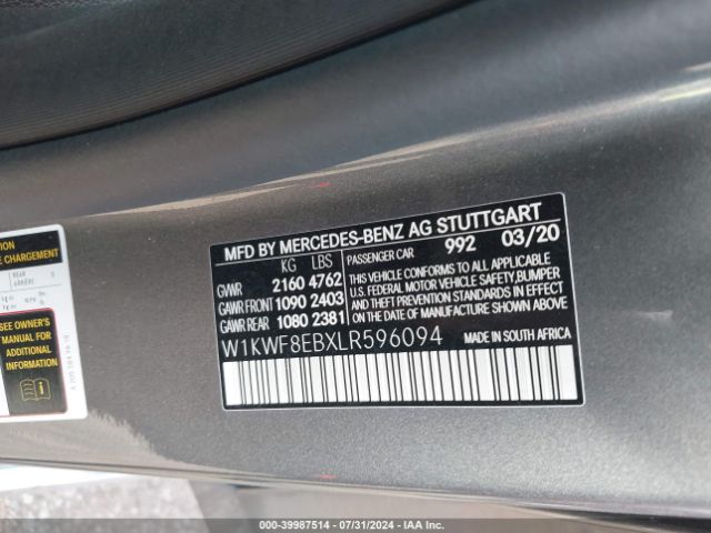 Photo 8 VIN: W1KWF8EBXLR596094 - MERCEDES-BENZ C-CLASS 