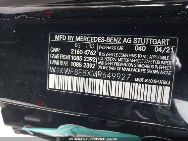 Photo 8 VIN: W1KWF8EBXMR649927 - MERCEDES-BENZ C 300 