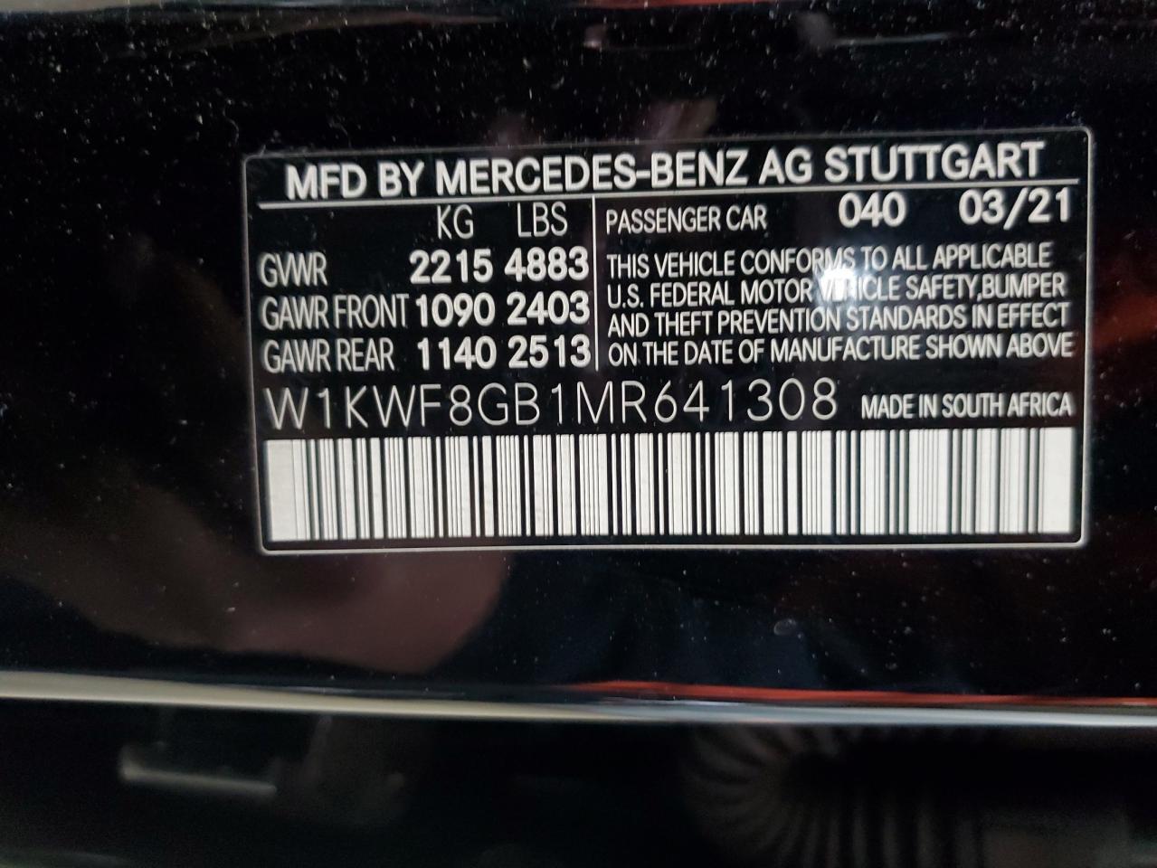 Photo 11 VIN: W1KWF8GB1MR641308 - MERCEDES-BENZ C-KLASSE 