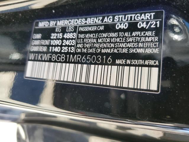 Photo 12 VIN: W1KWF8GB1MR650316 - MERCEDES-BENZ C-CLASS 