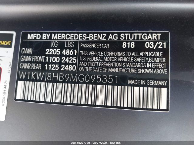 Photo 8 VIN: W1KWJ8HB9MG095351 - MERCEDES-BENZ C-CLASS 