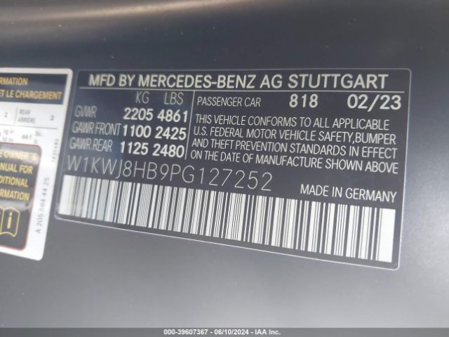 Photo 8 VIN: W1KWJ8HB9PG127252 - MERCEDES-BENZ C-CLASS 