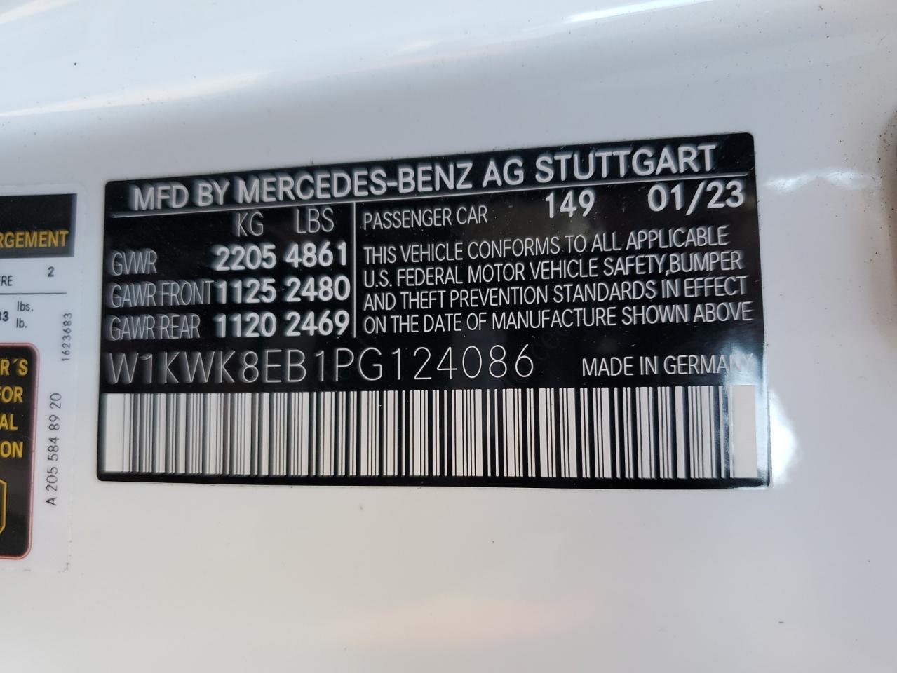 Photo 11 VIN: W1KWK8EB1PG124086 - MERCEDES-BENZ C-KLASSE 