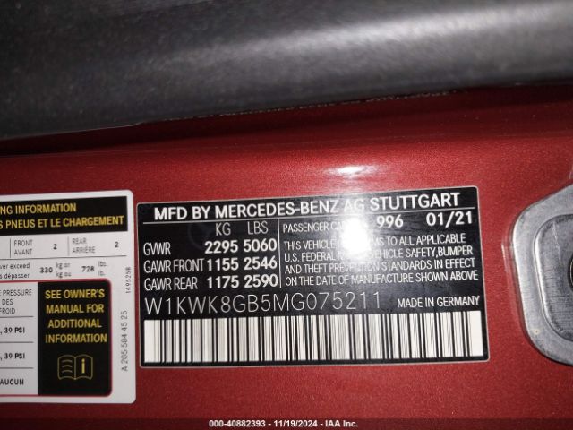 Photo 8 VIN: W1KWK8GB5MG075211 - MERCEDES-BENZ C-CLASS 