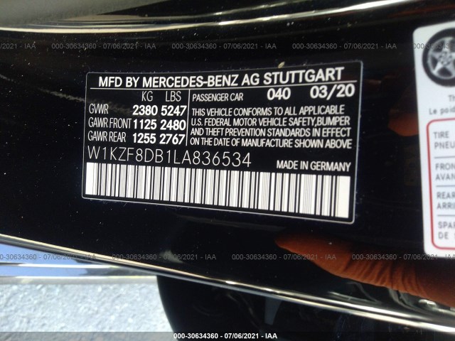 Photo 8 VIN: W1KZF8DB1LA836534 - MERCEDES-BENZ E-CLASS 