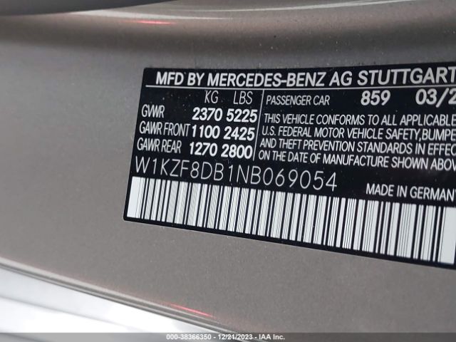 Photo 8 VIN: W1KZF8DB1NB069054 - MERCEDES-BENZ E 350 