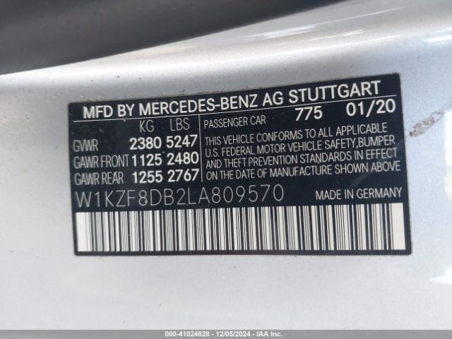 Photo 8 VIN: W1KZF8DB2LA809570 - MERCEDES-BENZ E-CLASS 