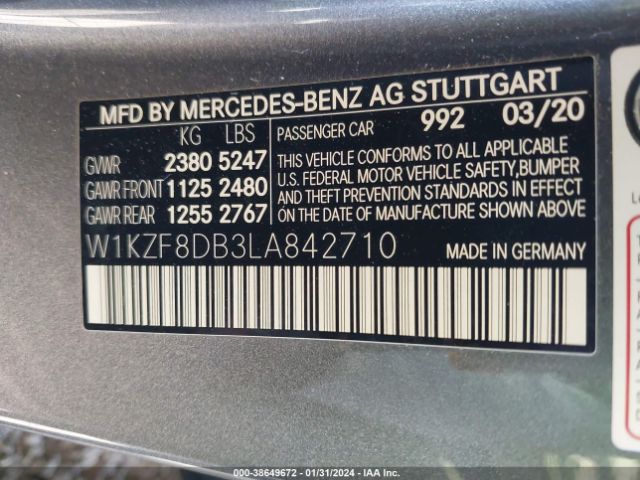 Photo 8 VIN: W1KZF8DB3LA842710 - MERCEDES-BENZ E 350 