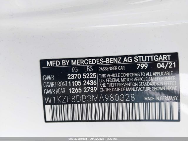 Photo 8 VIN: W1KZF8DB3MA980328 - MERCEDES-BENZ E 350 