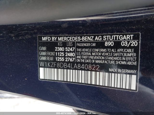 Photo 8 VIN: W1KZF8DB4LA840822 - MERCEDES-BENZ E-CLASS 