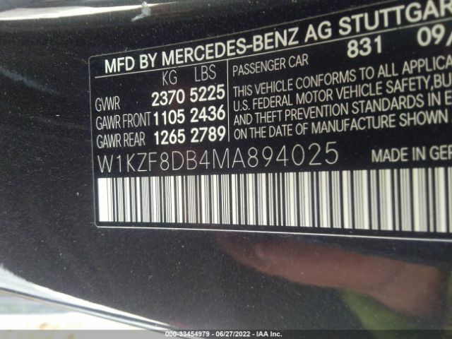 Photo 8 VIN: W1KZF8DB4MA894025 - MERCEDES-BENZ E-CLASS 