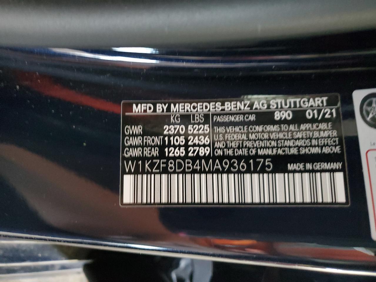 Photo 11 VIN: W1KZF8DB4MA936175 - MERCEDES-BENZ E-KLASSE 