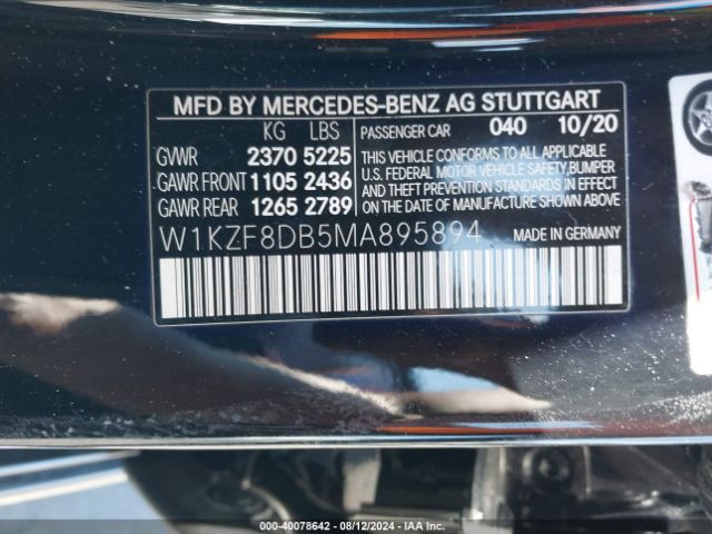 Photo 8 VIN: W1KZF8DB5MA895894 - MERCEDES-BENZ E-CLASS 