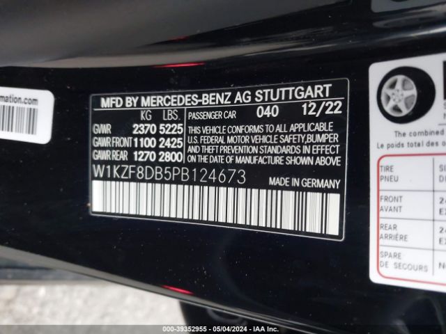 Photo 8 VIN: W1KZF8DB5PB124673 - MERCEDES-BENZ E 350 