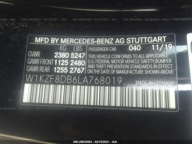 Photo 8 VIN: W1KZF8DB6LA768019 - MERCEDES-BENZ E-CLASS 