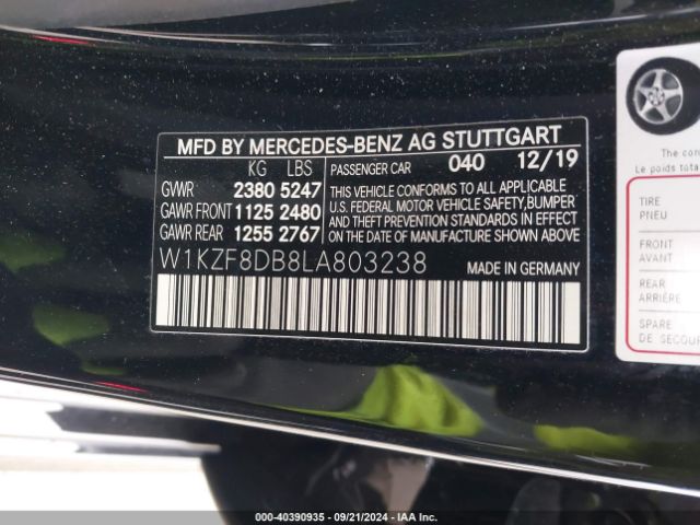 Photo 8 VIN: W1KZF8DB8LA803238 - MERCEDES-BENZ E-CLASS 