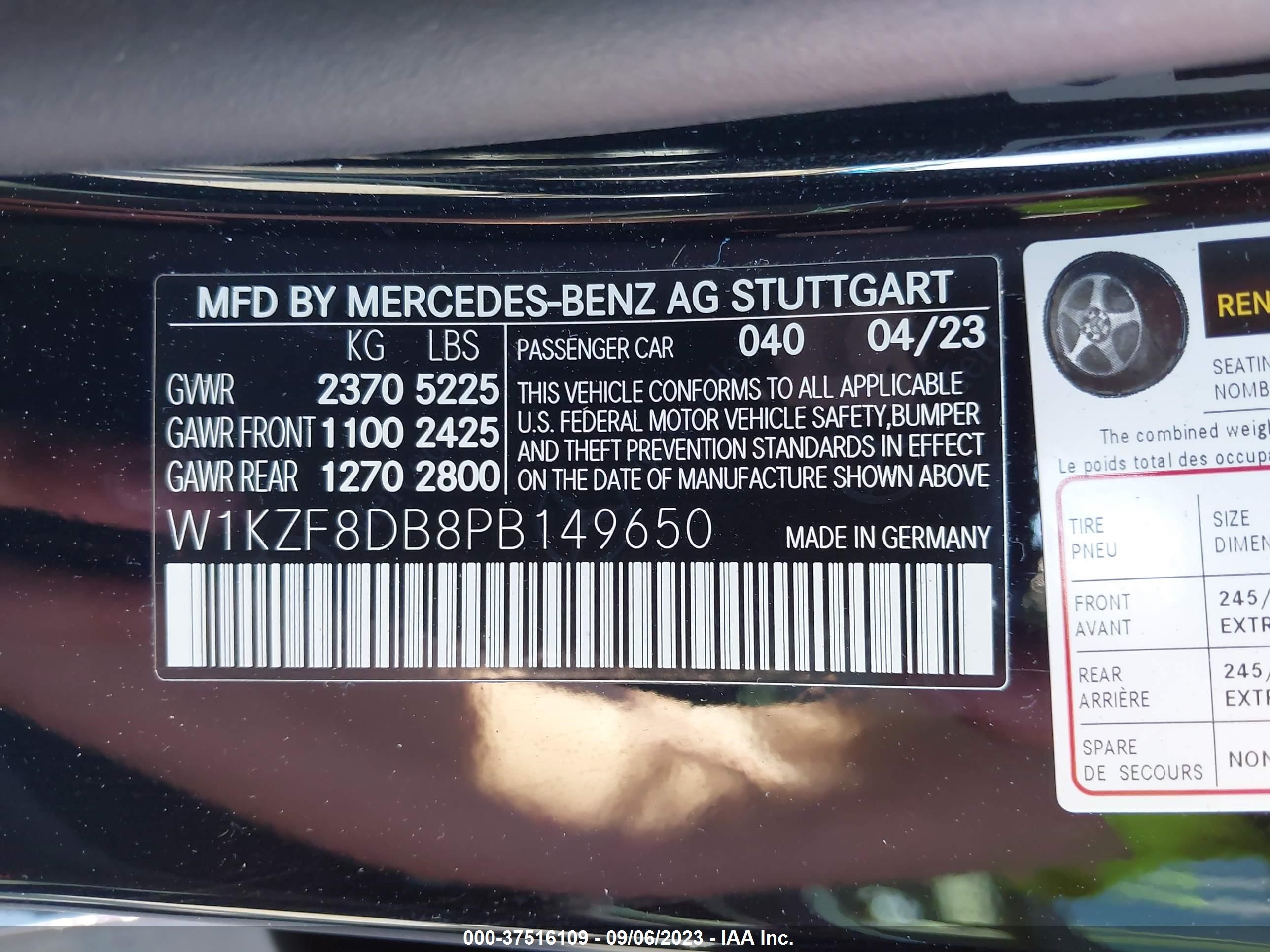 Photo 8 VIN: W1KZF8DB8PB149650 - MERCEDES-BENZ E-KLASSE 