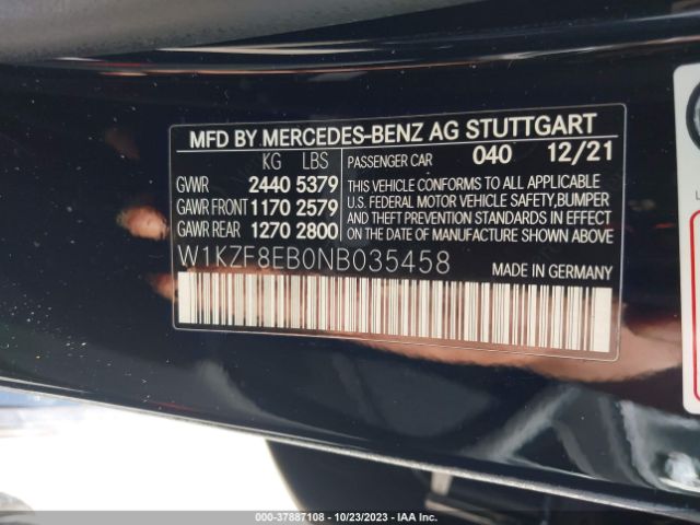 Photo 8 VIN: W1KZF8EB0NB035458 - MERCEDES-BENZ E-CLASS 