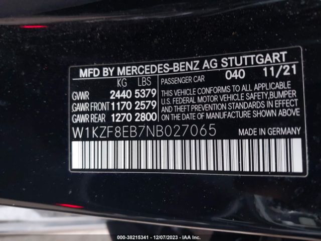 Photo 8 VIN: W1KZF8EB7NB027065 - MERCEDES-BENZ E 350 