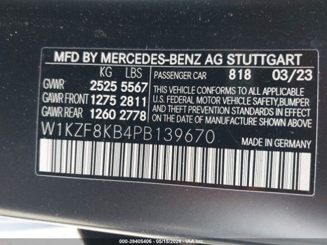 Photo 8 VIN: W1KZF8KB4PB139670 - MERCEDES-BENZ AMG E 63 