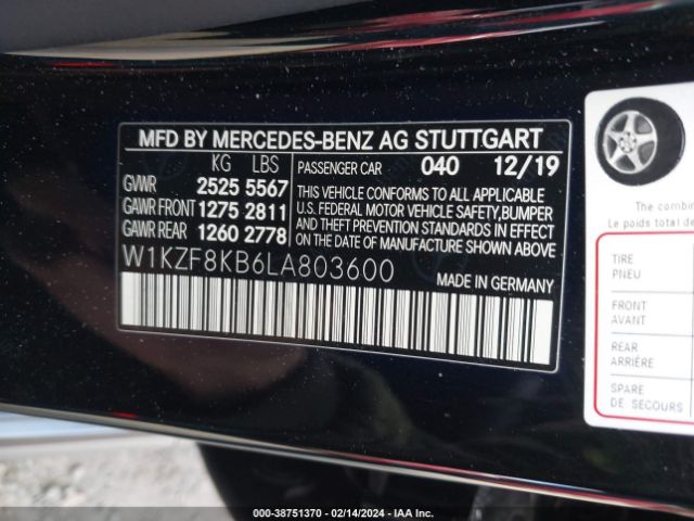 Photo 8 VIN: W1KZF8KB6LA803600 - MERCEDES-BENZ AMG E 63 