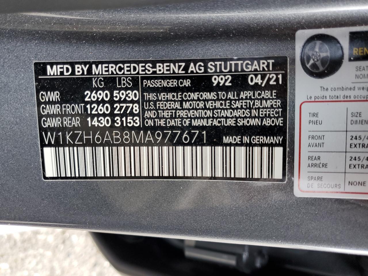 Photo 11 VIN: W1KZH6AB8MA977671 - MERCEDES-BENZ E-KLASSE 