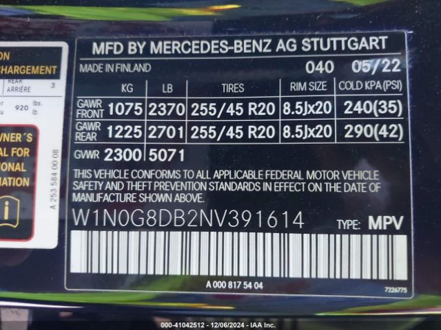 Photo 8 VIN: W1N0G8DB2NV391614 - MERCEDES-BENZ GLC-CLASS 