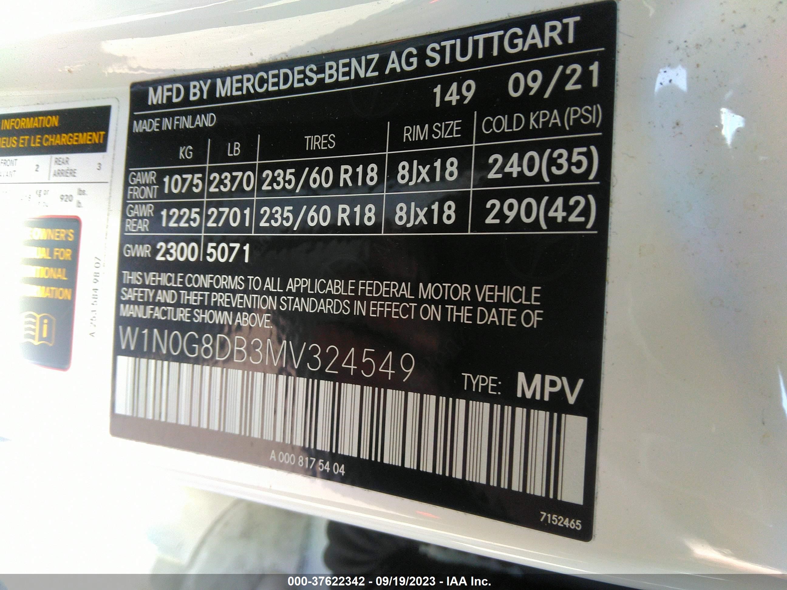 Photo 8 VIN: W1N0G8DB3MV324549 - MERCEDES-BENZ GLC 