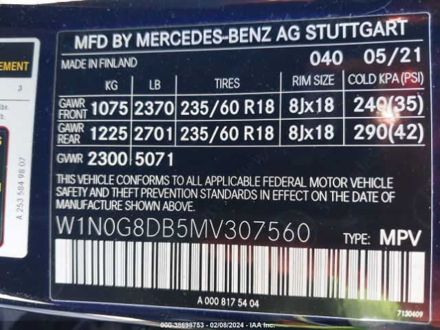 Photo 8 VIN: W1N0G8DB5MV307560 - MERCEDES-BENZ GLC 300 