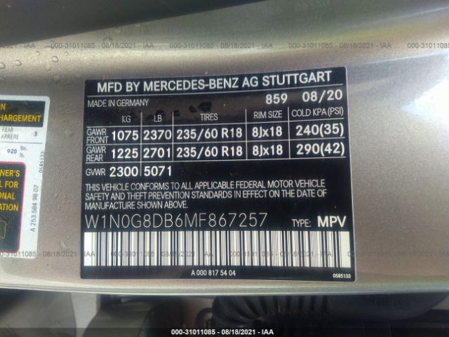 Photo 8 VIN: W1N0G8DB6MF867257 - MERCEDES-BENZ GLC 