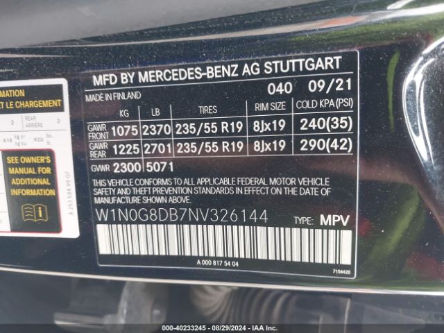 Photo 8 VIN: W1N0G8DB7NV326144 - MERCEDES-BENZ GLC-CLASS 