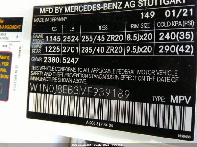 Photo 6 VIN: W1N0J8EB3MF939189 - MERCEDES-BENZ GLC 