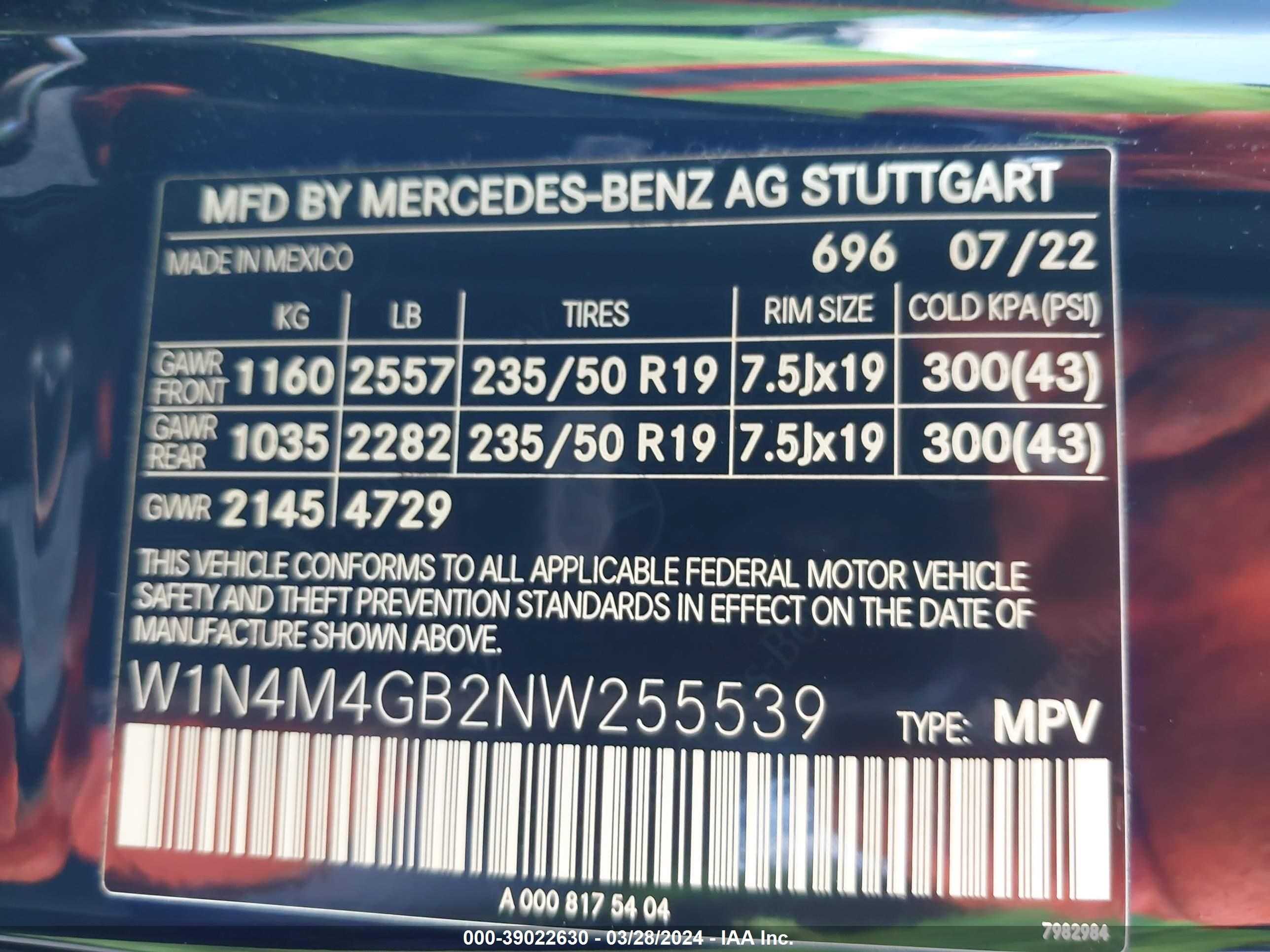 Photo 8 VIN: W1N4M4GB2NW255539 - MERCEDES-BENZ GLB 