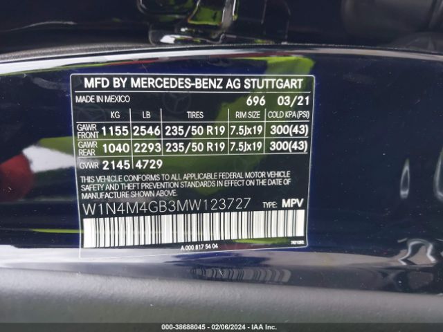 Photo 8 VIN: W1N4M4GB3MW123727 - MERCEDES-BENZ GLB 250 