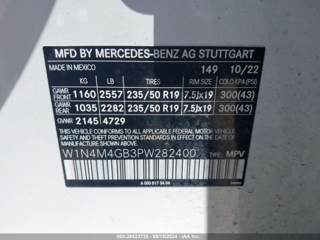 Photo 8 VIN: W1N4M4GB3PW282400 - MERCEDES-BENZ GLB 250 