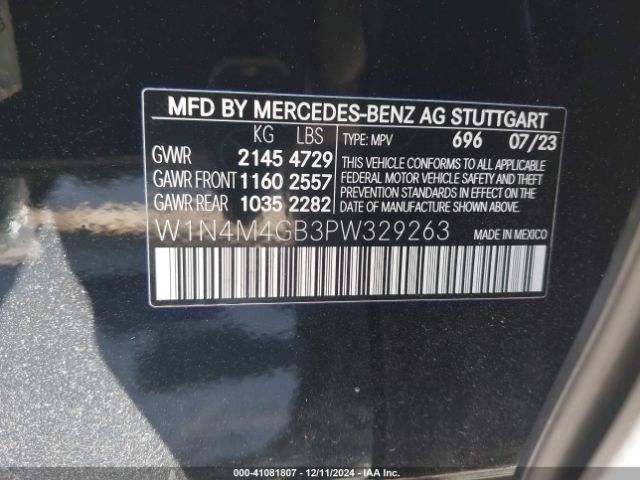 Photo 8 VIN: W1N4M4GB3PW329263 - MERCEDES-BENZ GLB-CLASS 